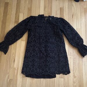 H&M Black Lace Long Sleeve Party Dress